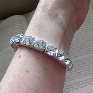 Vintage Large Clear Gemstone Stretch Bracelet